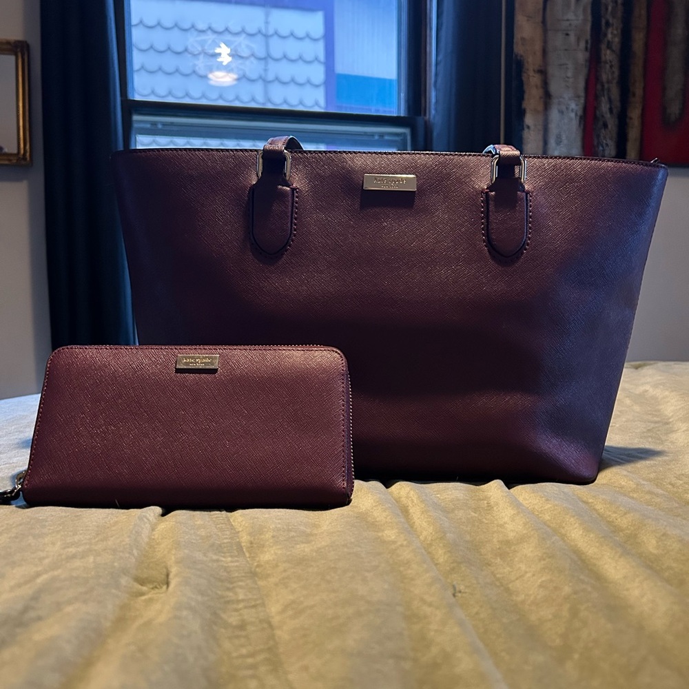 #35 Kate Spade Deep Purple Tote and Wallet Set